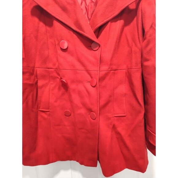 New York & Company Peacoat‎ Womens Size 18 Red Wool Blend Double-Breasted Jacket - Picture 3 of 12